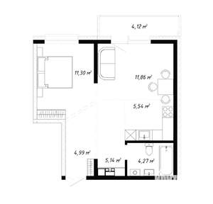 2-к квартира, вторичка, 47м2, 15/19 этаж