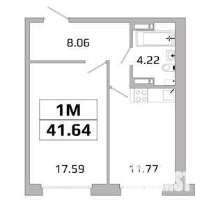 1-к квартира, вторичка, 42м2, 15/16 этаж