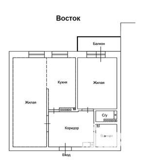 2-к квартира, вторичка, 58м2, 8/9 этаж