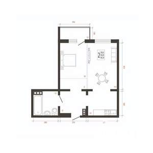 2-к квартира, вторичка, 46м2, 2/10 этаж