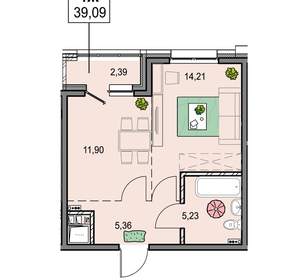 1-к квартира, вторичка, 39м2, 10/15 этаж