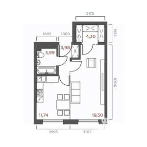 1-к квартира, вторичка, 43м2, 9/18 этаж