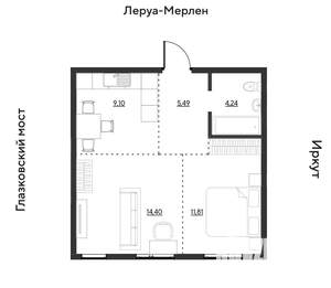 2-к квартира, вторичка, 45м2, 16/19 этаж