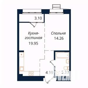 1-к квартира, строящийся дом, 48м2, 15/18 этаж