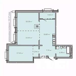 3-к квартира, строящийся дом, 91м2, 15/18 этаж