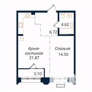 1-к квартира, строящийся дом, 51м2, 8/18 этаж