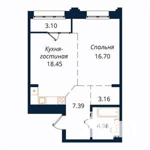 1-к квартира, строящийся дом, 54м2, 3/18 этаж