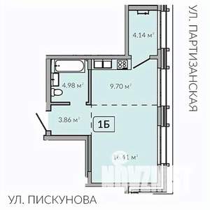 1-к квартира, строящийся дом, 39м2, 12/18 этаж