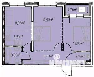 2-к квартира, вторичка, 60м2, 5/13 этаж