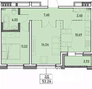 2-к квартира, вторичка, 51м2, 4/13 этаж