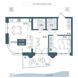 2-к квартира, вторичка, 66м2, 1/20 этаж