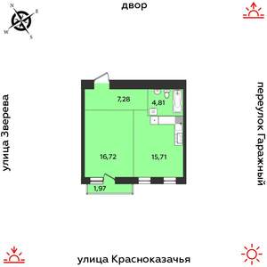 1-к квартира, строящийся дом, 46м2, 9/9 этаж