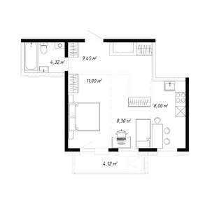 2-к квартира, вторичка, 45м2, 14/19 этаж