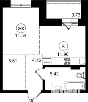 1-к квартира, вторичка, 42м2, 5/18 этаж