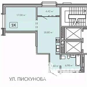 1-к квартира, строящийся дом, 51м2, 8/18 этаж
