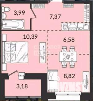 2-к квартира, сданный дом, 39м2, 6/11 этаж