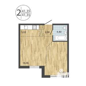 2-к квартира, строящийся дом, 41м2, 1/19 этаж