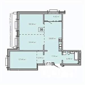 3-к квартира, строящийся дом, 91м2, 12/18 этаж