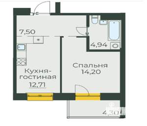 1-к квартира, вторичка, 44м2, 3/10 этаж