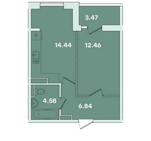 1-к квартира, вторичка, 40м2, 4/14 этаж