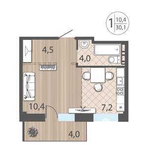 1-к квартира, вторичка, 30м2, 11/12 этаж
