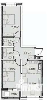 2-к квартира, вторичка, 64м2, 6/13 этаж