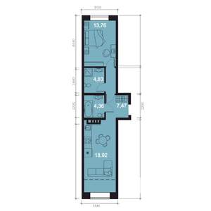 2-к квартира, вторичка, 51м2, 6/8 этаж