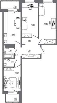 3-к квартира, вторичка, 90м2, 14/14 этаж