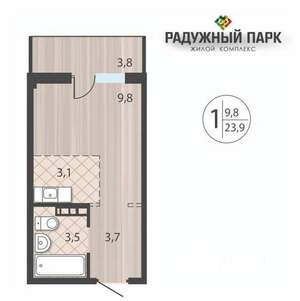 1-к квартира, вторичка, 24м2, 3/12 этаж