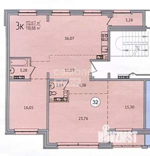 3-к квартира, вторичка, 114м2, 9/9 этаж
