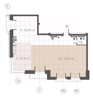 Студия квартира, вторичка, 136м2, 5/7 этаж