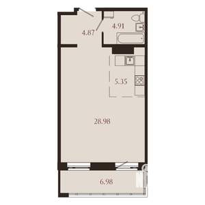 1-к квартира, вторичка, 51м2, 4/15 этаж