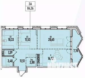 3-к квартира, вторичка, 86м2, 12/19 этаж