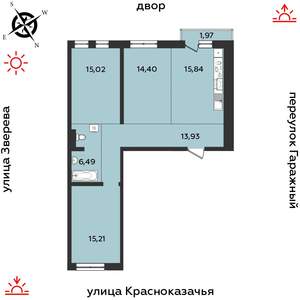 3-к квартира, строящийся дом, 83м2, 7/9 этаж