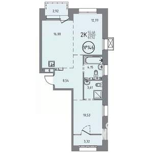 2-к квартира, вторичка, 62м2, 7/10 этаж