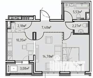 2-к квартира, вторичка, 60м2, 9/13 этаж