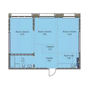 3-к квартира, вторичка, 65м2, 17/19 этаж