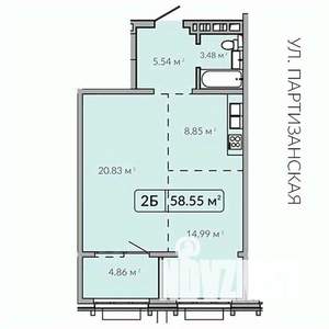 2-к квартира, строящийся дом, 59м2, 5/18 этаж