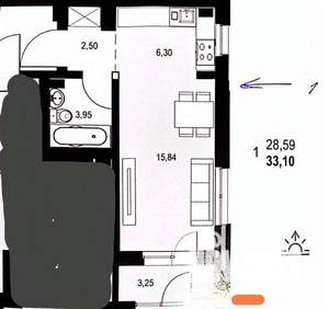 Студия квартира, вторичка, 32м2, 12/14 этаж