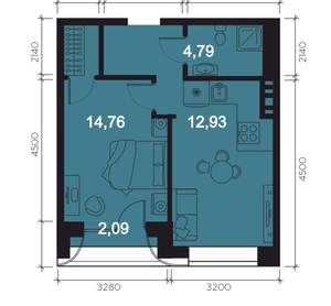 1-к квартира, вторичка, 43м2, 3/8 этаж