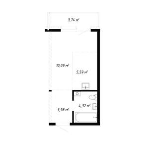 1-к квартира, вторичка, 28м2, 19/19 этаж