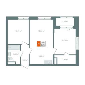 3-к квартира, вторичка, 56м2, 11/14 этаж