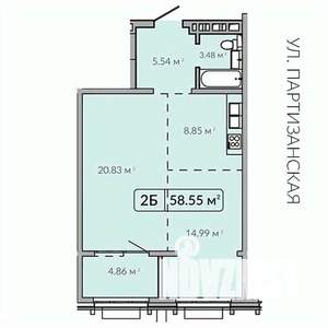 2-к квартира, строящийся дом, 59м2, 7/18 этаж
