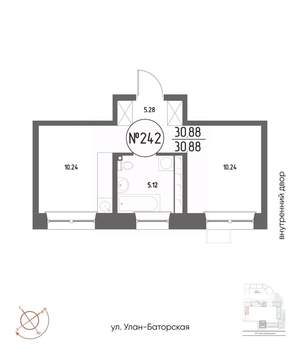 1-к квартира, строящийся дом, 31м2, 13/19 этаж