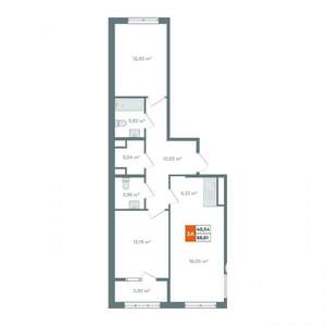 2-к квартира, вторичка, 69м2, 8/19 этаж