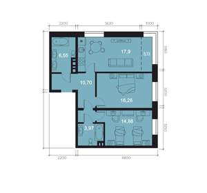 3-к квартира, вторичка, 73м2, 3/8 этаж