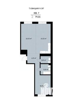 2-к квартира, вторичка, 79м2, 4/9 этаж