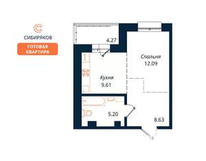 1-к квартира, сданный дом, 40м2, 17/18 этаж