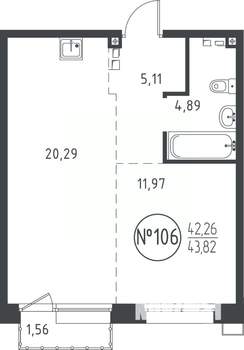 1-к квартира, вторичка, 44м2, 7/10 этаж