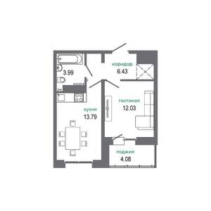 1-к квартира, вторичка, 40м2, 13/16 этаж